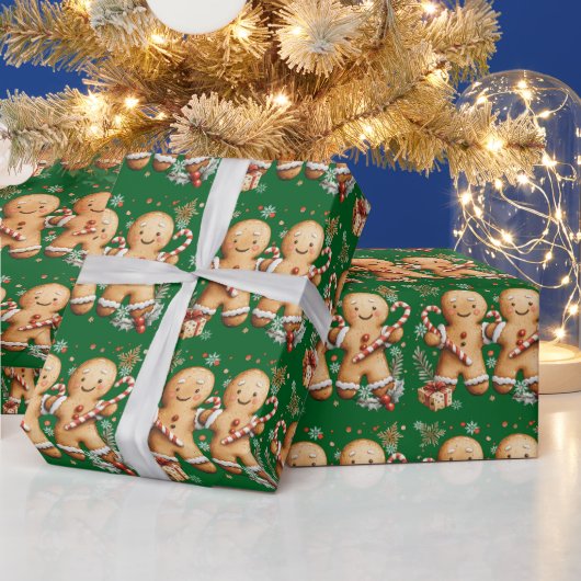 Weihnachts-Gebäckmänner Schneeflocken Zuckerstange Geschenkpapier (Feiertage)
