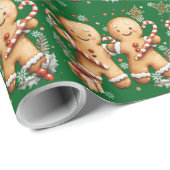 Weihnachts-Gebäckmänner Schneeflocken Zuckerstange Geschenkpapier (Rolleneckpunkt)