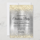 Weihnachts-gebürstetes Metall silberne Imitate Gli Einladung (Vorderseite)