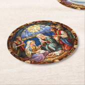 Weihnachts-Geburts-Illustration Runder Pappuntersetzer (Angewinkelt)