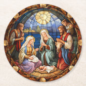 Weihnachts-Geburts-Illustration Runder Pappuntersetzer (Vorderseite)