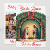 Weihnachts-Geburts-Szene-Flachkarte (Vorne/Hinten)