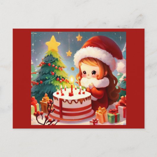 Weihnachts Geburtstag 1 Postkarte (Vorderseite)