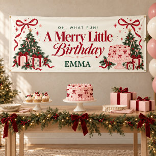 Weihnachts-Geburtstag Rosa-Kuchen-Schleife-Party- Banner