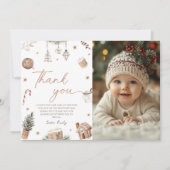 Weihnachts-Geburtstags-Foto Vielen Dank Einladung (Vorderseite)
