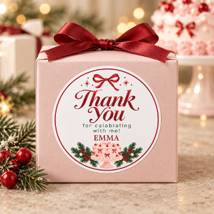 Weihnachts-Geburtstags-Pink-Torte-Danke-Aufkleber Runder Aufkleber