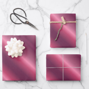 Weihnachts-Geburtstagsfeier Bordeaux Glänzend Geschenkpapier Set