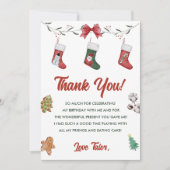 Weihnachts-Geburtstagsparty Dankeschön Karte (Vorderseite)