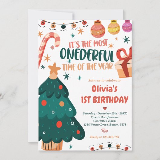 Weihnachts-Geburtstagsparty Einladung (Vorderseite)