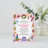 Weihnachts Geburtstagsparty Einladung Baby Pink (Stehend Vorderseite)