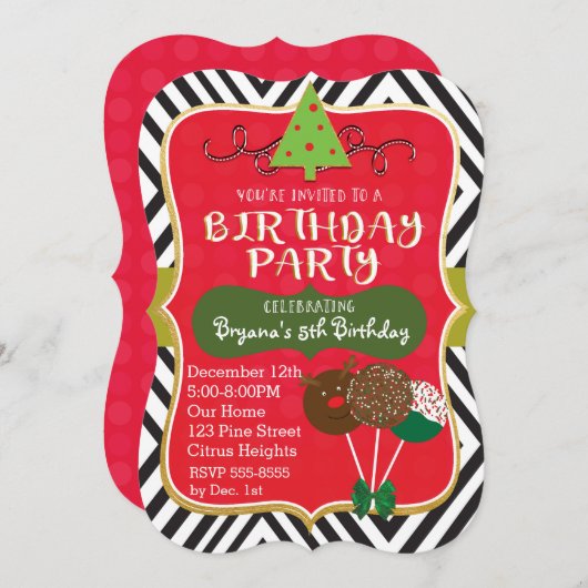 Weihnachts-Geburtstagsparty Pop Einladungen (Vorne/Hinten)