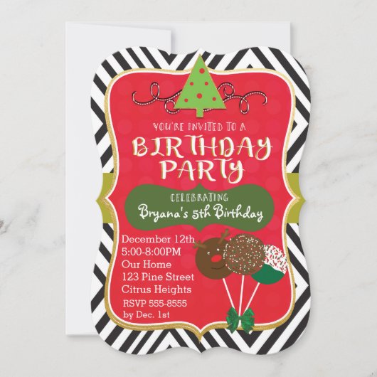 Weihnachts-Geburtstagsparty Pop Einladungen (Vorderseite)