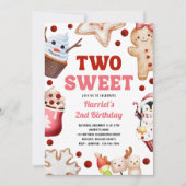 Weihnachts Geburtstagsparty Rosa Zwei Süße Einladung (Vorderseite)