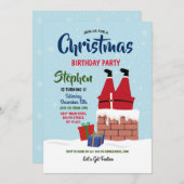 Weihnachts Geburtstagsparty Santa Chimney Einladung (Vorne/Hinten)