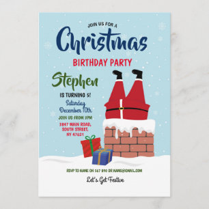 Weihnachts Geburtstagsparty Santa Chimney Einladung