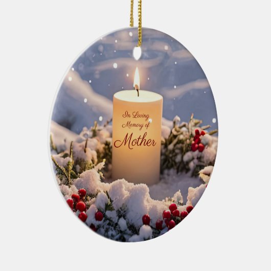 Weihnachts-Gedenkstätte Mama Mutter Kerzenschnee Keramik Ornament (Rechts)