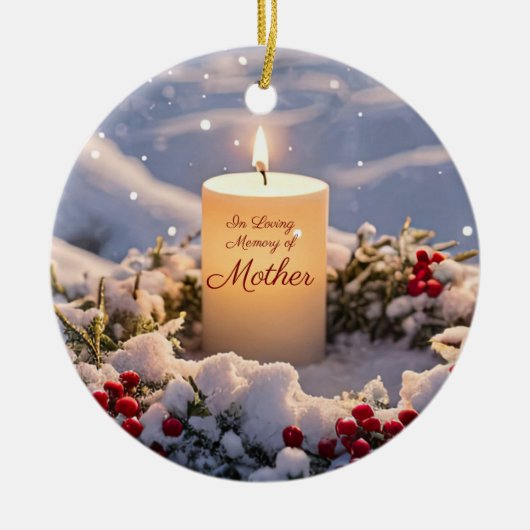 Weihnachts-Gedenkstätte Mama Mutter Kerzenschnee Keramik Ornament (Vorne)