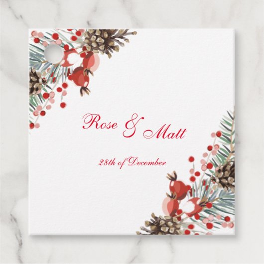 Weihnachts Gefälligkeitstags mit roten Beeren Geschenkanhänger (Vorderseite)