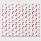 Weihnachts-geflieste rosa Flamingo-Muster Geschenkpapier (Flach)