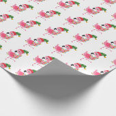 Weihnachts-geflieste rosa Flamingo-Muster  Geschenkpapier (Ecke)