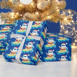 Weihnachts-gefliestes Strandsurfen Geschenkpapier