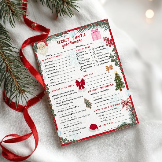 Weihnachts-Geheim-Santa-Fragebogen Flyer