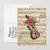 Weihnachts-Geige und Notenpostkarte Postkarte (Vorne/Hinten)