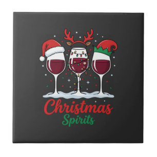 Weihnachts-Geister Rotwein-Gläser Fliese