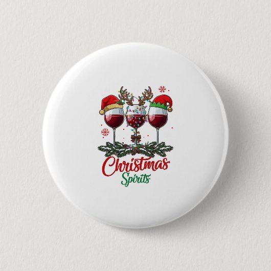 Weihnachts-Geister Weingläser Rentiere Geweihe Pi Button (Vorderseite)