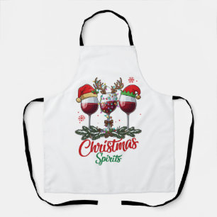 Weihnachts-Geister-Weingläser Rentiere Geweihe Pi Schürze