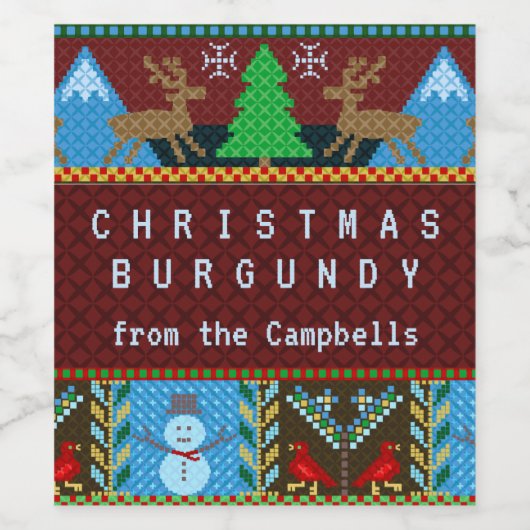 Weihnachts gekochte Sweater Custom Familienname Ge Weinetikett (Einzelnes Label)