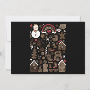 Weihnachts-Gekritzel Retro-Feiertage Vintage-Bäume Feiertagskarte