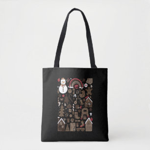Weihnachts-Gekritzel Retro-Feiertage Vintage-Bäume Tasche
