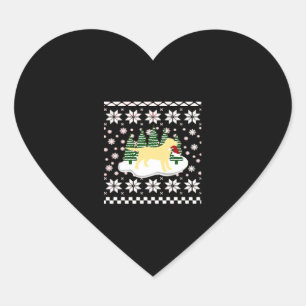 Weihnachts-Gelb-Labrador-Silhouette-Weihnachtsmann Herz-Aufkleber