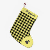 Weihnachts Gelb und Schwarz Buffalo Kariert Custom Kleiner Weihnachtsstrumpf (Vorderansicht (hängend))