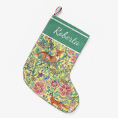 Weihnachts-Gelb-Wald Tierwald Custom Kleiner Weihnachtsstrumpf (Vorderansicht (hängend))