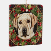 Weihnachts-Gelbe Labrador Keramikornament (Rechts)