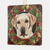 Weihnachts-Gelbe Labrador Keramikornament (Links)