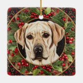 Weihnachts-Gelbe Labrador Keramikornament (Rückseite)