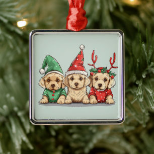 Weihnachts-Gelbe Labrador Retriever Hunde Ornament Aus Metall