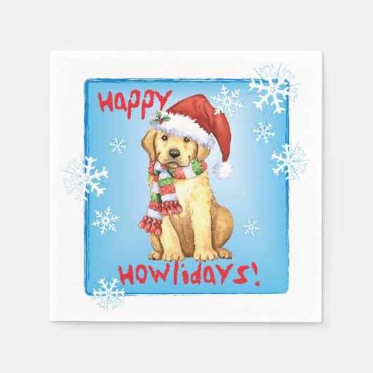 Weihnachts-Gelbe Labrador Serviette (Vorderseite)