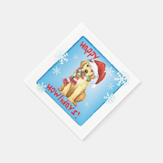 Weihnachts-Gelbe Labrador Serviette (Ecke)