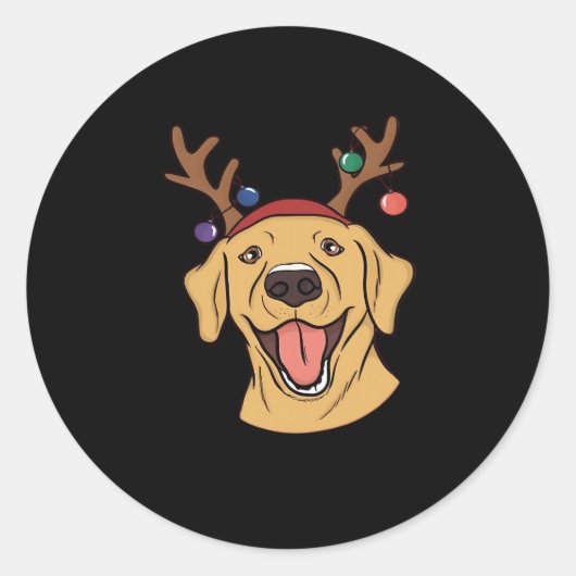 Weihnachts-Gelbe Labrador Tri-mixe T - Shirt Runder Aufkleber (Vorderseite)