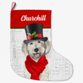 Weihnachts-Gelbes Labradoodle mit Hundenname Großer Weihnachtsstrumpf (Vorderseite)