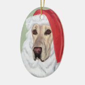 Weihnachts-Gelbes Labrador Keramikornament (Links)