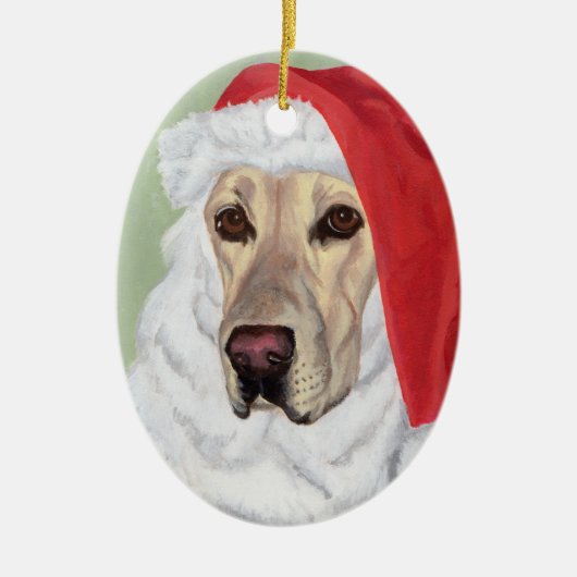 Weihnachts-Gelbes Labrador Keramikornament (Vorne)