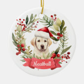 Weihnachts-GelbLab Personalisierte Keramik Ornamen Keramik Ornament (Vorne)