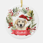 Weihnachts-GelbLab Personalisierte Keramik Ornamen Keramik Ornament (Vorne)