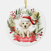 Weihnachts-GelbLab Personalisierte Keramik Ornamen Keramik Ornament (Vorne)