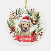 Weihnachts-GelbLab Personalisierte Keramik Ornamen Keramik Ornament (Vorne)